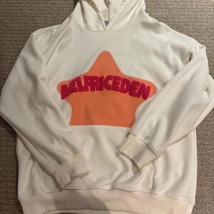 Aelfric Eden White Hoodie with Pink and Orange Star